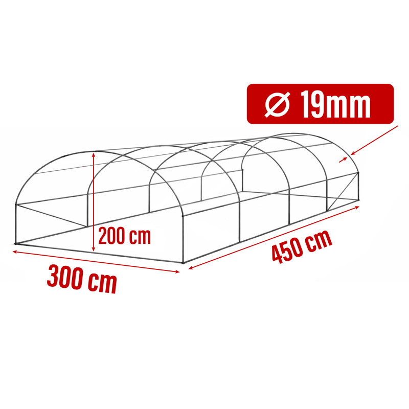 Tunel Szklarniowy 13,5m2 Green 3x4,5m rurki 19mm
