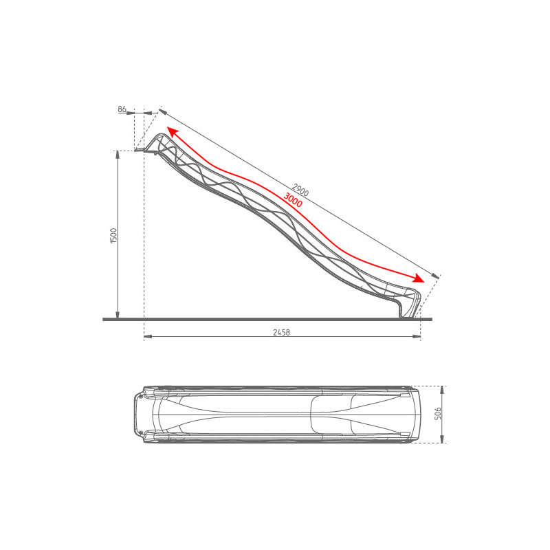 Ślizg "Fala" - Butelkowa zieleń - wysokość 150cm - długość 300cm