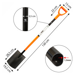Szpadel Prosty Metalowy Czarny 130 cm