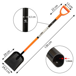 Łopata Prosta Kwadratowa Metalowa Czarna 130 cm