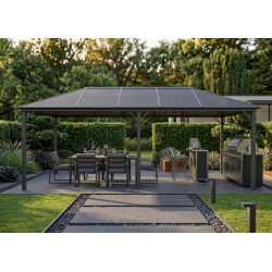 Pawilon ogrodowy 3x6 Altana pergola szara z poliwęglanowym dachem 18mkw