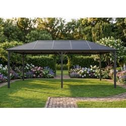 Pawilon ogrodowy 3x6 Altana pergola szara z poliwęglanowym dachem 18mkw