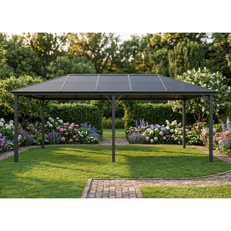 Pawilon ogrodowy 3x6 Altana pergola szara z poliwęglanowym dachem 18mkw