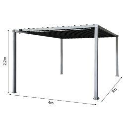 Pergola ogrodowa multiklimatyczna 3x4 z regulowanym stalowym dachem 12mkw