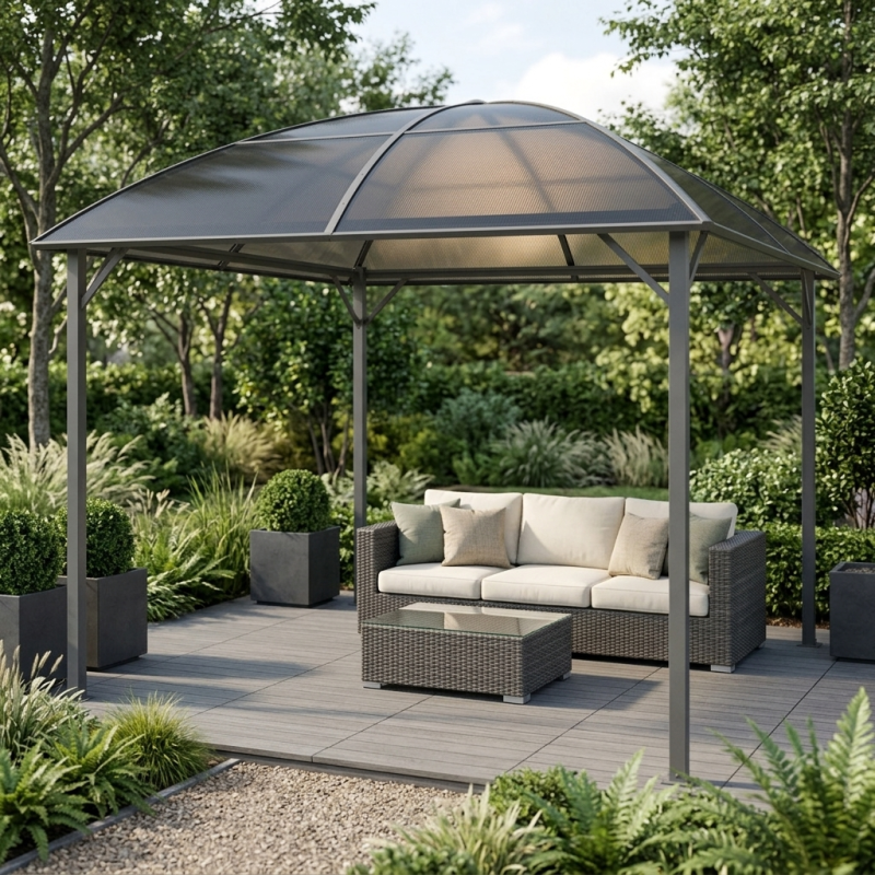 Pawilon ogrodowy z dachem kopułowym 3x3m altana pergola brązowa 9 mkw