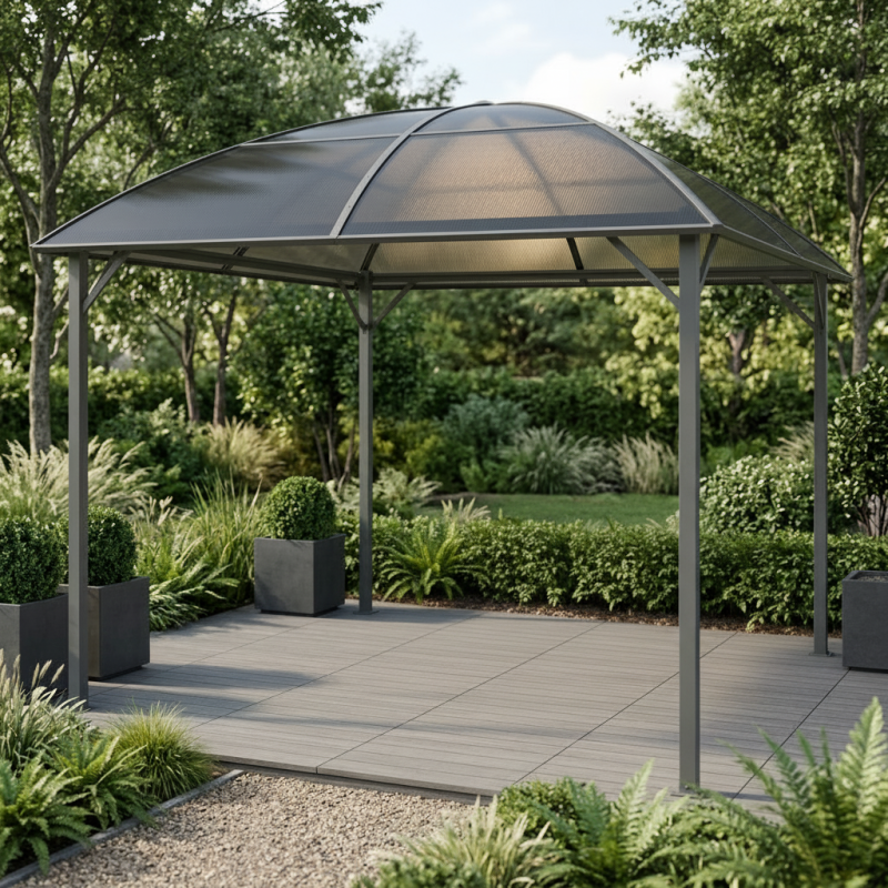 Pawilon ogrodowy z dachem kopułowym 3x3m altana pergola brązowa 9 mkw