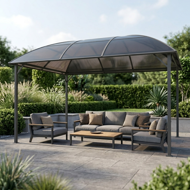 Pawilon ogrodowy z dachem kopułowym 3x4m altana pergola brązowa 12 mkw