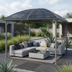 Pawilon ogrodowy z dachem kopułowym 3x3m altana pergola szara 9 mkw