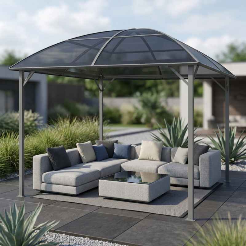 Pawilon ogrodowy z dachem kopułowym 3x3m altana pergola szara 9 mkw