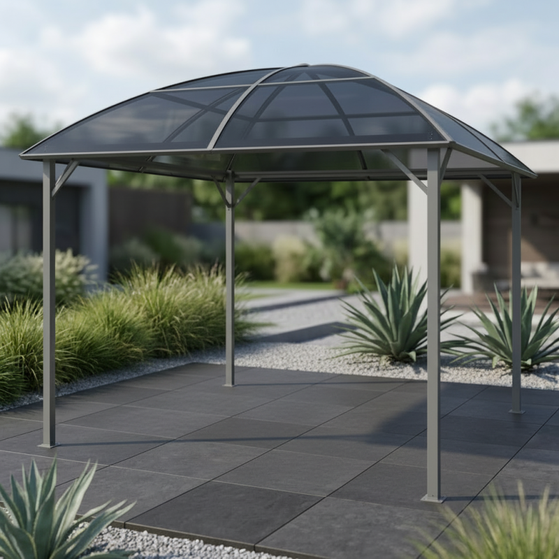 Pawilon ogrodowy z dachem kopułowym 3x3m altana pergola szara 9 mkw