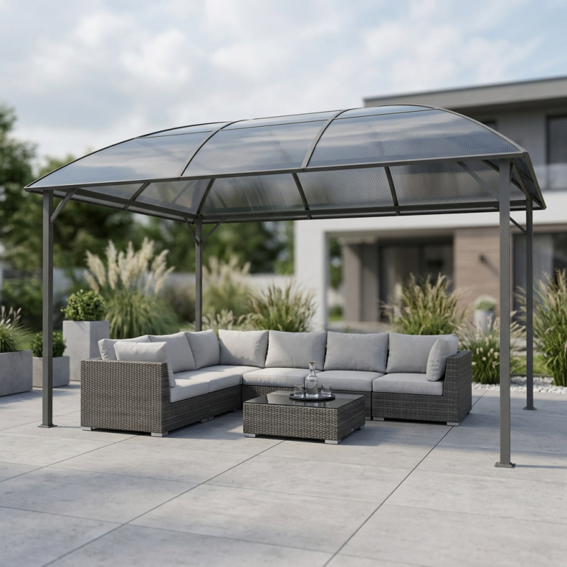 Pawilon ogrodowy z dachem kopułowym 3x4m altana pergola szara 12 mkw