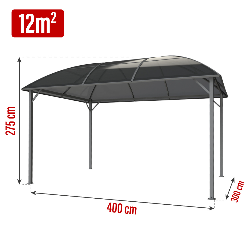 Pawilon ogrodowy z dachem kopułowym 3x4m altana pergola szara 12 mkw