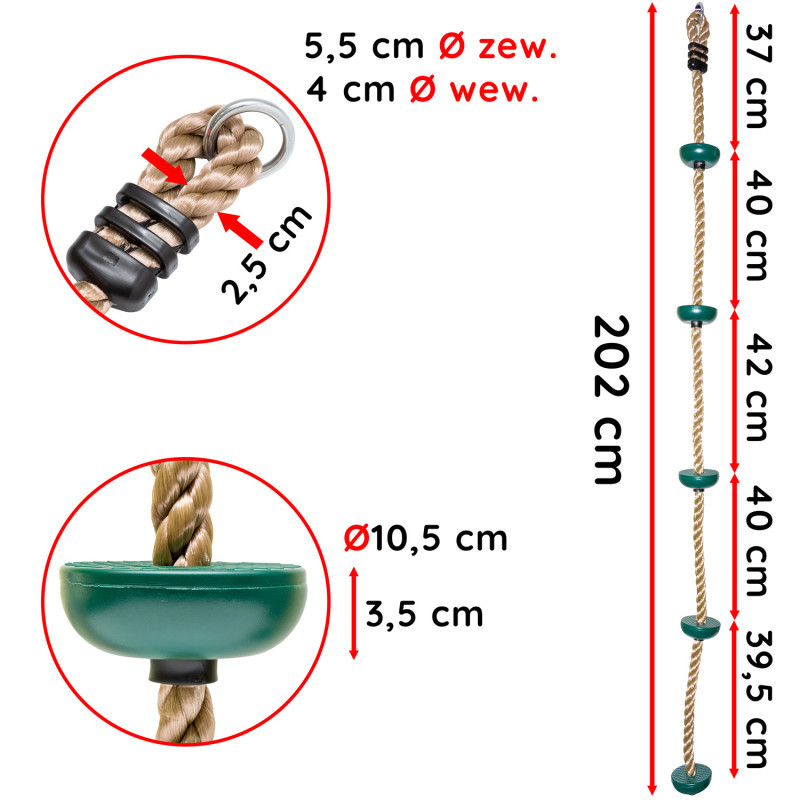 Zestaw akcesoriów na plac zabaw JUNGLE CLIMB lina drążki huśtawka 6el. ZIELONY