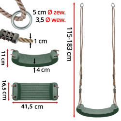 Zestaw akcesoriów na plac zabaw JUNGLE CLIMB lina drążki huśtawka 6el. ZIELONY