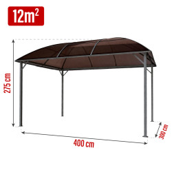 Pawilon ogrodowy z dachem kopułowym 3x4m altana pergola brązowa 12 mkw