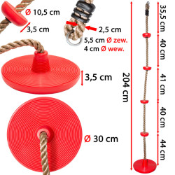 Zestaw akcesoriów na plac zabaw ROCKET III dysk ślizg huśtawka 3el. CZERWONY