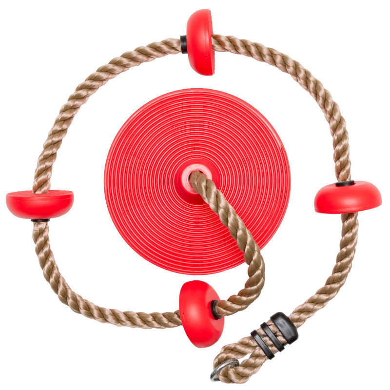 Zestaw akcesoriów na plac zabaw ROCKET I dysk ślizg huśtawka 3el. CZERWONY