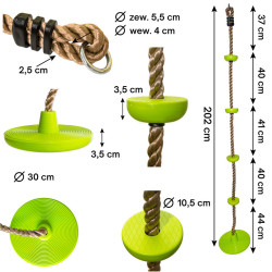 Zestaw akcesoriów na plac zabaw JUNGLE I dysk ślizg trapez 3el. ZIELONY