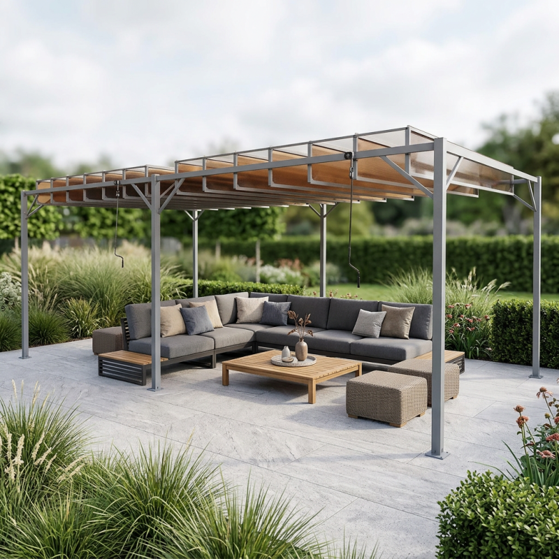 Pergola ogrodowa bioklimatyczna 3x6 z składanym lamelowym dachem 18mkw