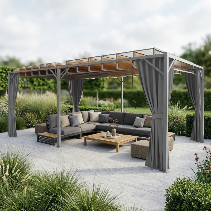 Pergola ogrodowa bioklimatyczna 3x6 z składanym lamelowym dachem 18mkw