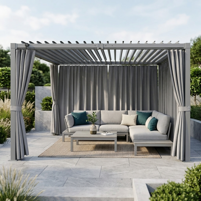Pergola ogrodowa multiklimatyczna 3x3 z regulowanym stalowym dachem 9mkw