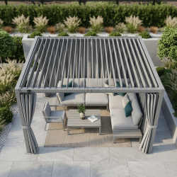 Pergola ogrodowa multiklimatyczna 3x3 z regulowanym stalowym dachem 9mkw