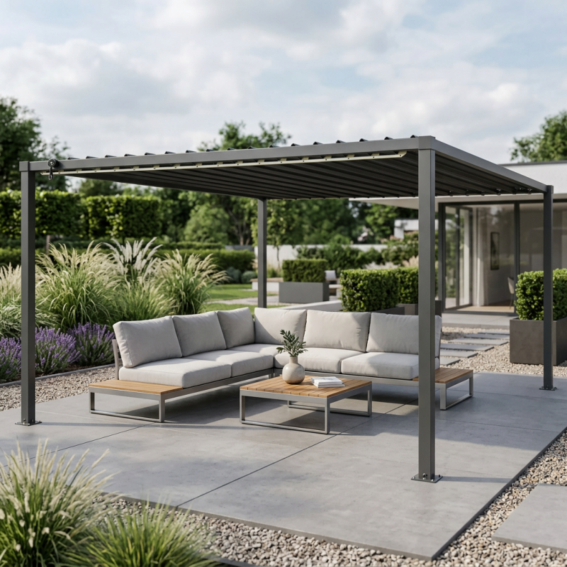 Pergola ogrodowa multiklimatyczna 3x4 z regulowanym stalowym dachem 12mkw