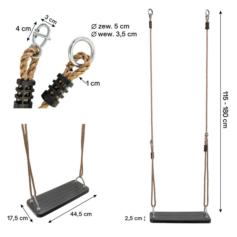 Zestaw akcesoriów na plac zabaw NINJA I huśtawka ślizg trapez flaga 4el. ANTRACYT