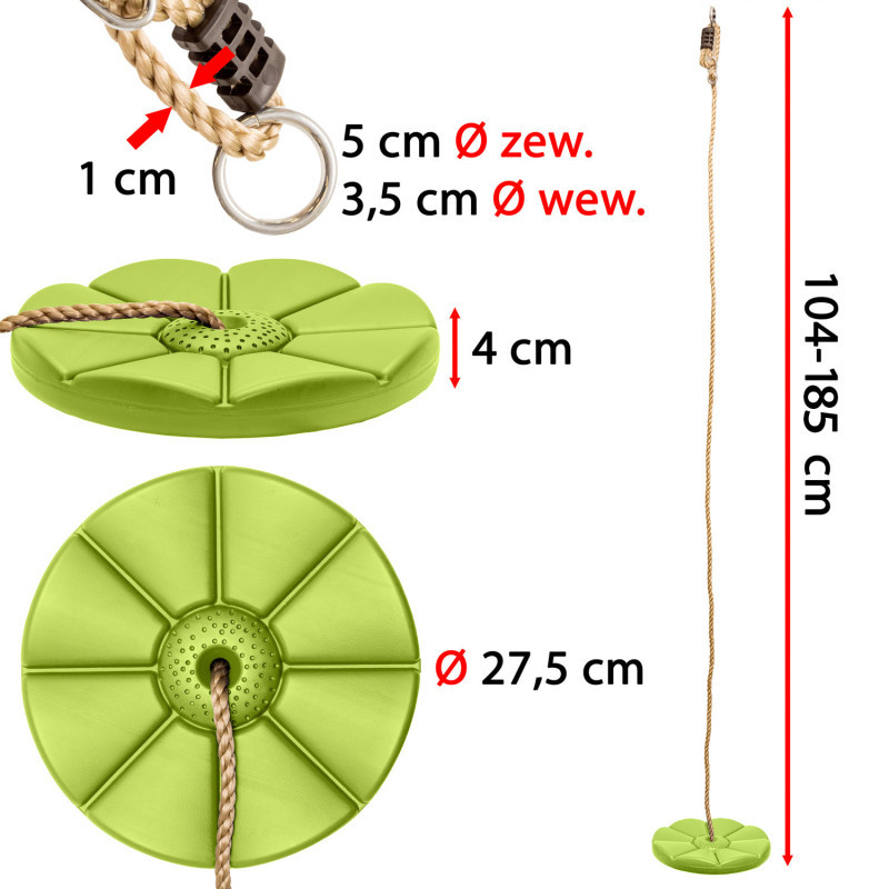 Zestaw akcesoriów na plac zabaw LIME CLIMB siatka trapez huśtawki 4el. ZIELONY