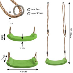 Zestaw akcesoriów na plac zabaw LIME CLIMB siatka trapez huśtawki 4el. ZIELONY