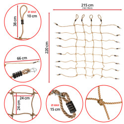 Zestaw akcesoriów na plac zabaw LIME CLIMB siatka trapez huśtawki 4el. ZIELONY