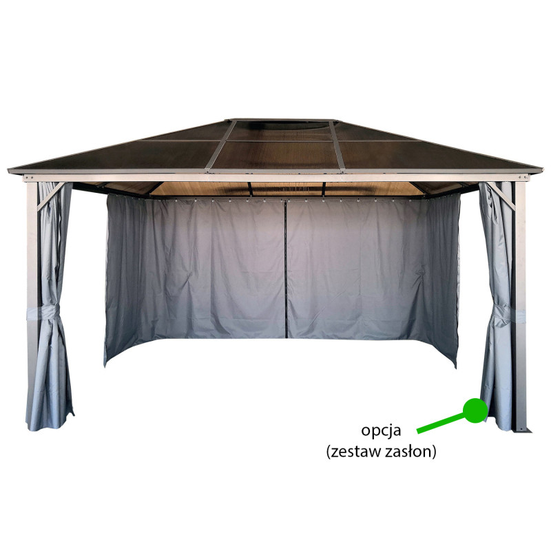 Pawilon ogrodowy Altana 3x4m pergola szara z poliwęglanowym dachem 12mkw