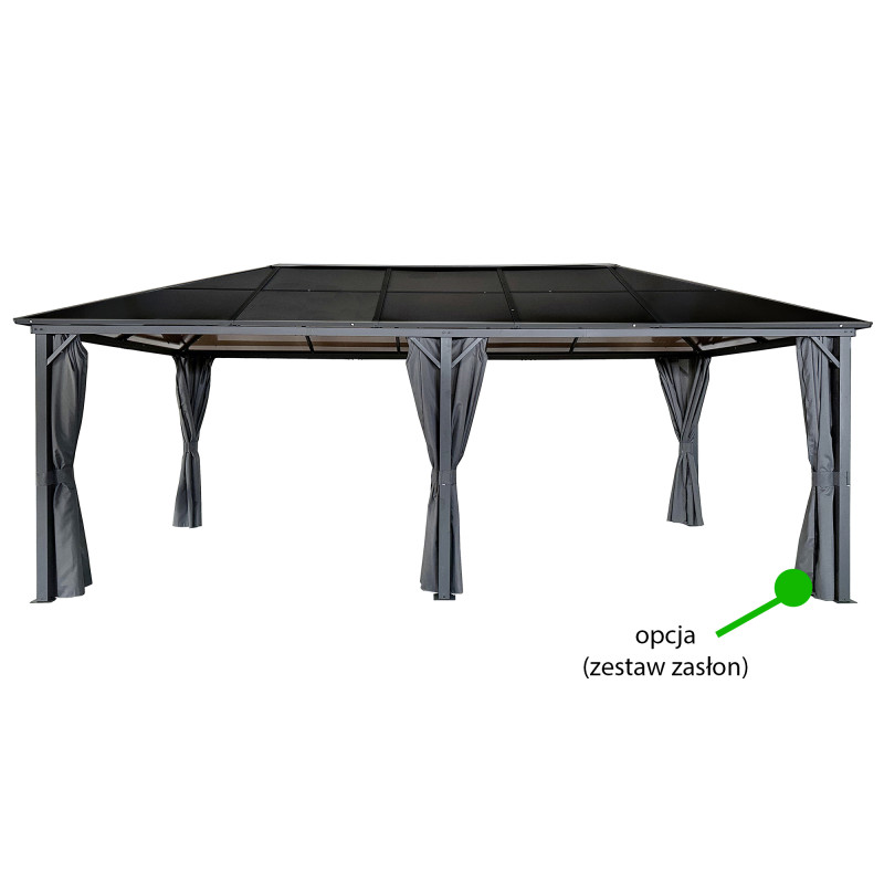 Pawilon ogrodowy 3x6 Altana pergola szara z poliwęglanowym dachem 18mkw