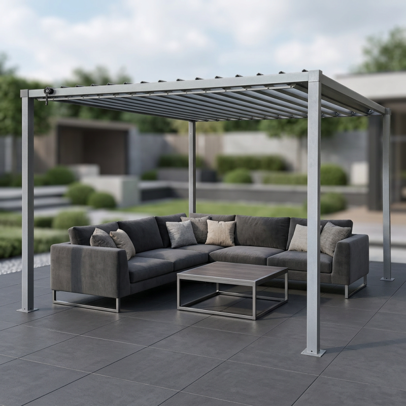 Pergola ogrodowa multiklimatyczna 3x3 z regulowanym stalowym dachem 9mkw