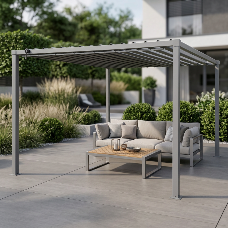 Pergola ogrodowa multiklimatyczna 3x3 z regulowanym stalowym dachem 9mkw