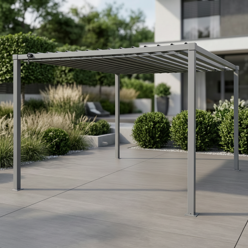 Pergola ogrodowa multiklimatyczna 3x3 z regulowanym stalowym dachem 9mkw