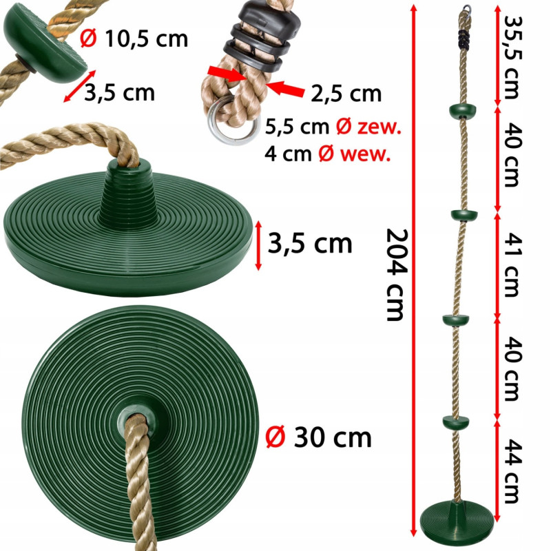 Zestaw akcesoriów na plac zabaw LIME dysk trapez huśtawki 4el. ZIELONY