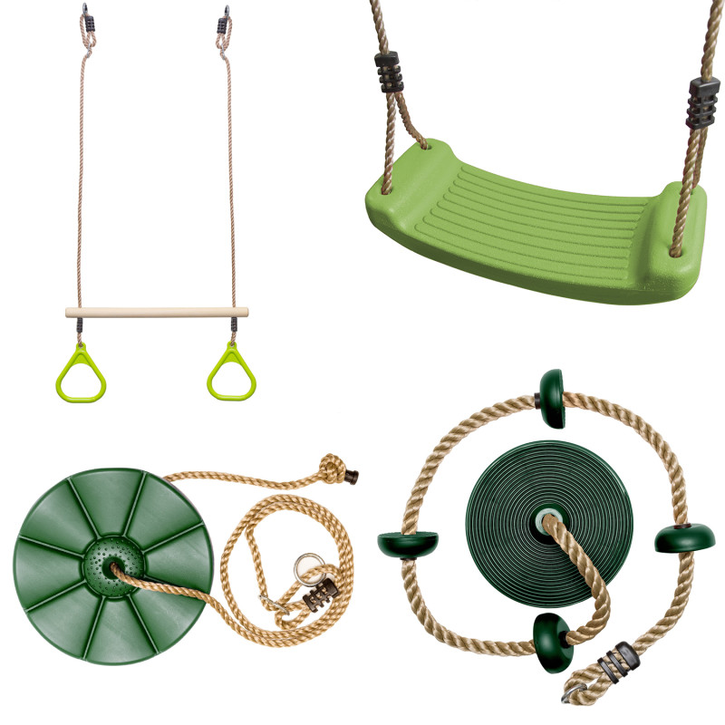 Zestaw akcesoriów na plac zabaw LIME dysk trapez huśtawki 4el. ZIELONY