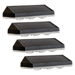 Lampa solarna ścienna ŚWIETLIK LED RGB kinkiet solarny na elewację, ogrodzenie - zestaw 4 sztuk