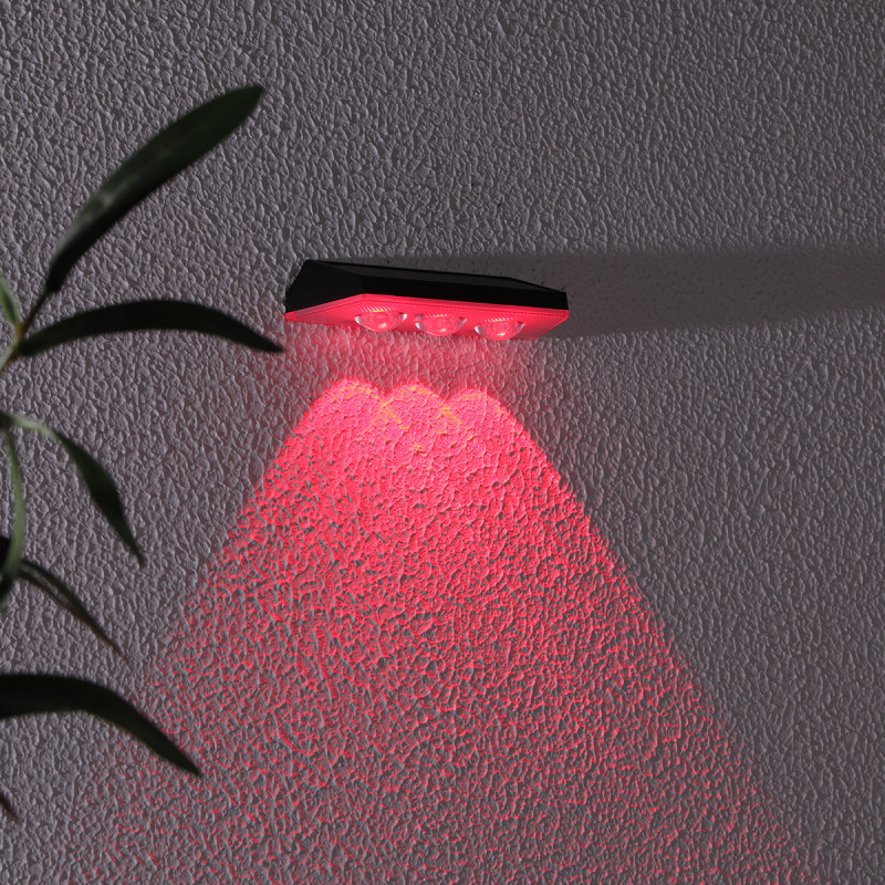 Lampa solarna ścienna ŚWIETLIK LED RGB kinkiet solarny na elewację, ogrodzenie - zestaw 4 sztuk