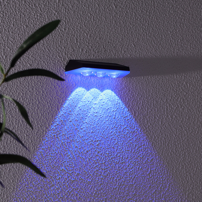 Lampa solarna ścienna ŚWIETLIK LED RGB kinkiet solarny na elewację, ogrodzenie - zestaw 4 sztuk