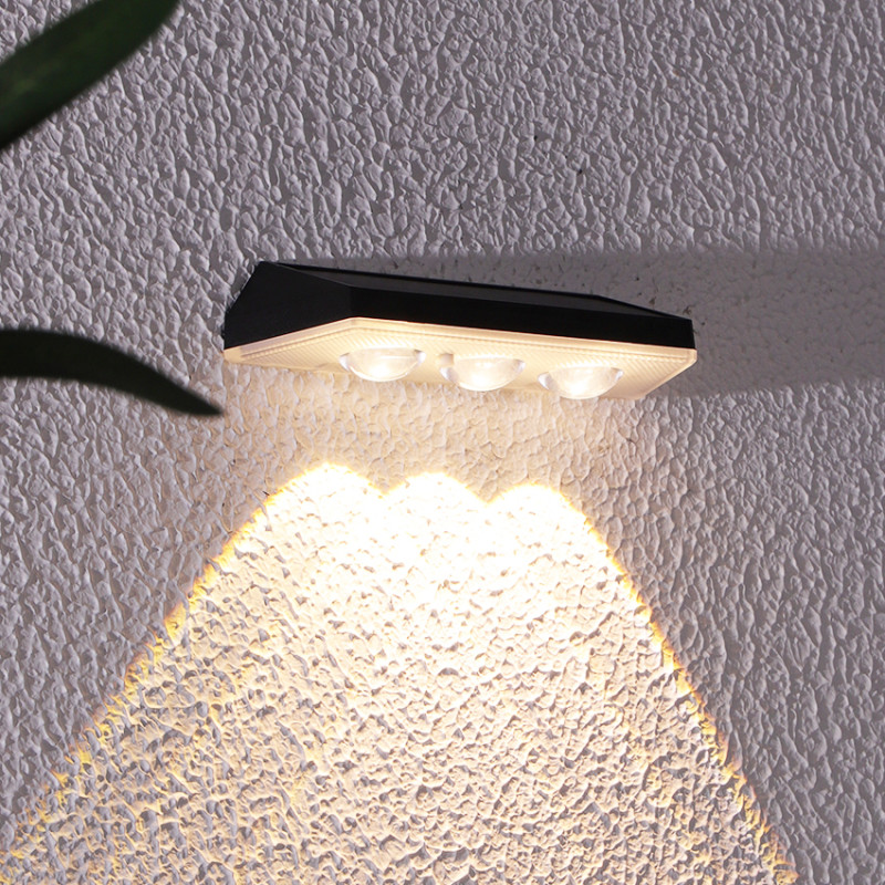 Lampa solarna ścienna ŚWIETLIK LED RGB kinkiet solarny na elewację, ogrodzenie - zestaw 4 sztuk