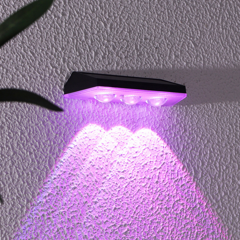 Lampa solarna ścienna ŚWIETLIK LED RGB kinkiet solarny na elewację, ogrodzenie - zestaw 4 sztuk