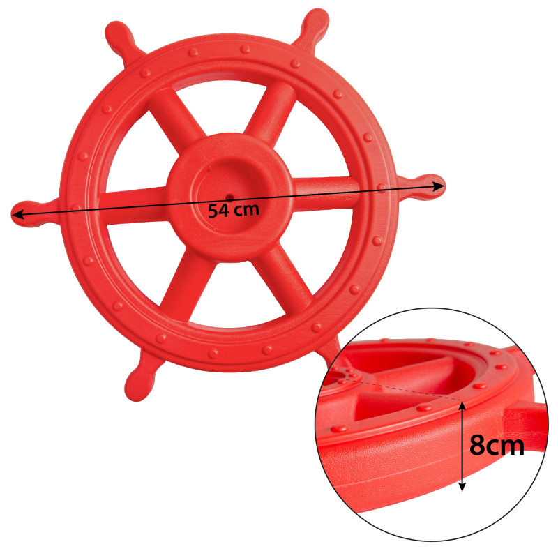 Koło sterowe 54 cm ster na plac zabaw czerwone
