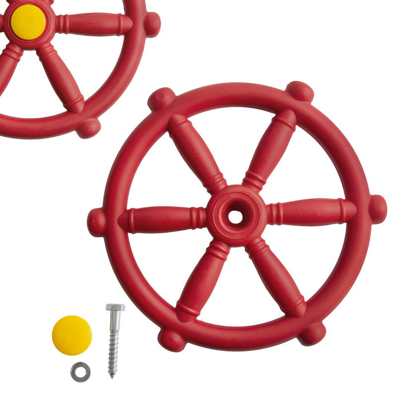 Koło sterowe ster na plac zabaw Czerwony, zabawka edukacyjna