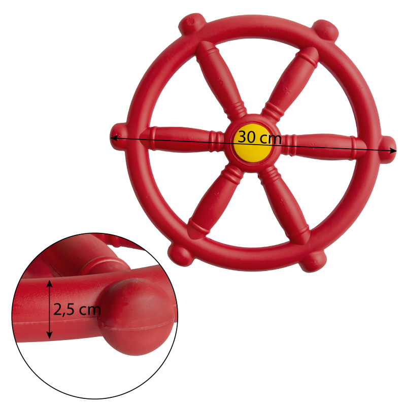 Koło sterowe ster na plac zabaw Czerwony, zabawka edukacyjna