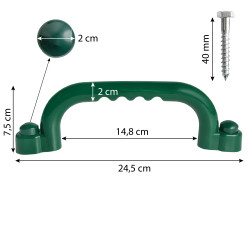 Uchwyty Ciemno zielone 2 sztuki do domków drewnianych na plac zabaw do wspinaczki 245 mm