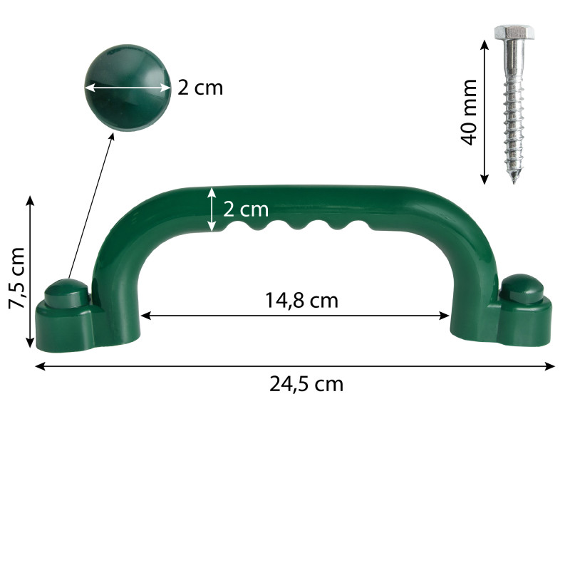 Uchwyty Ciemno zielone 2 sztuki do domków drewnianych na plac zabaw do wspinaczki 245 mm