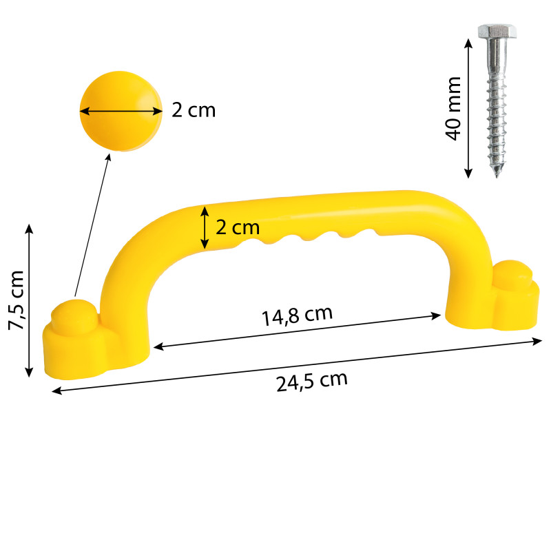 Uchwyty Żółte 2 sztuki do domków drewnianych na plac zabaw do wspinaczki 245 mm