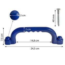 Uchwyty niebieskie 2 sztuki do domków drewnianych na plac zabaw do wspinaczki 245 mm